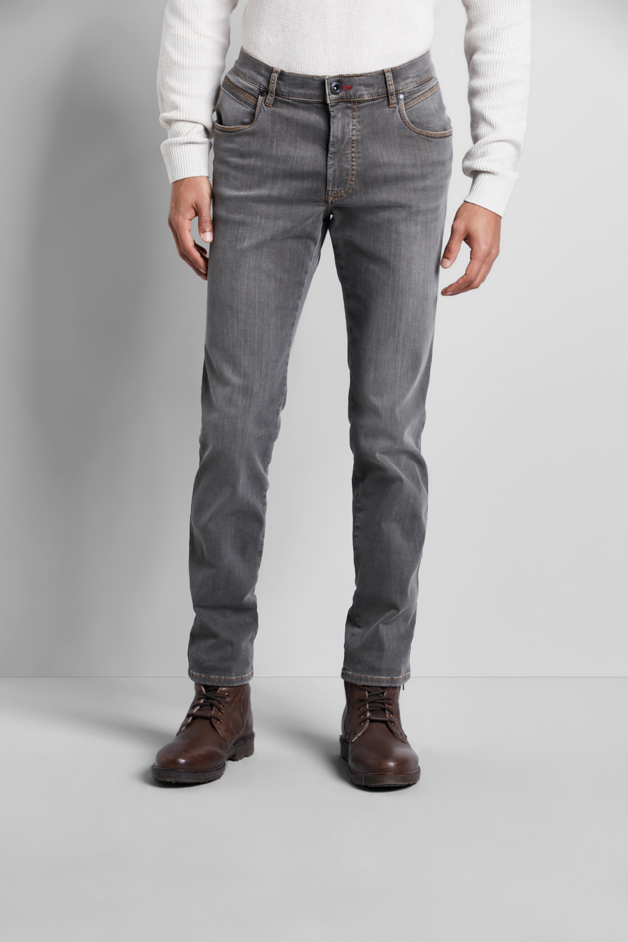 5-Pocket-Jeans im Used Wash Look in taupe