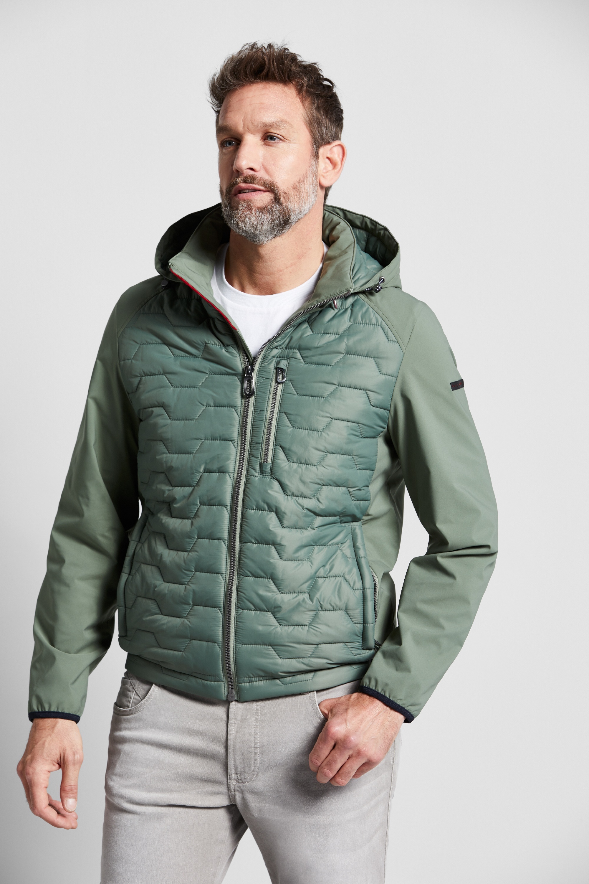 Men's bomber jacket shop with removable hooded inset