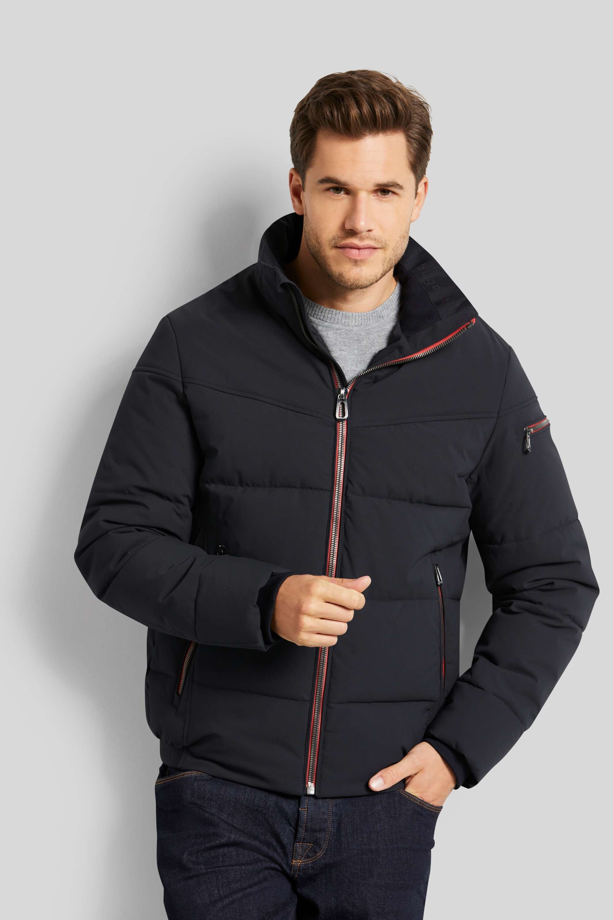 Jacke mit breitem Steppbild in marine