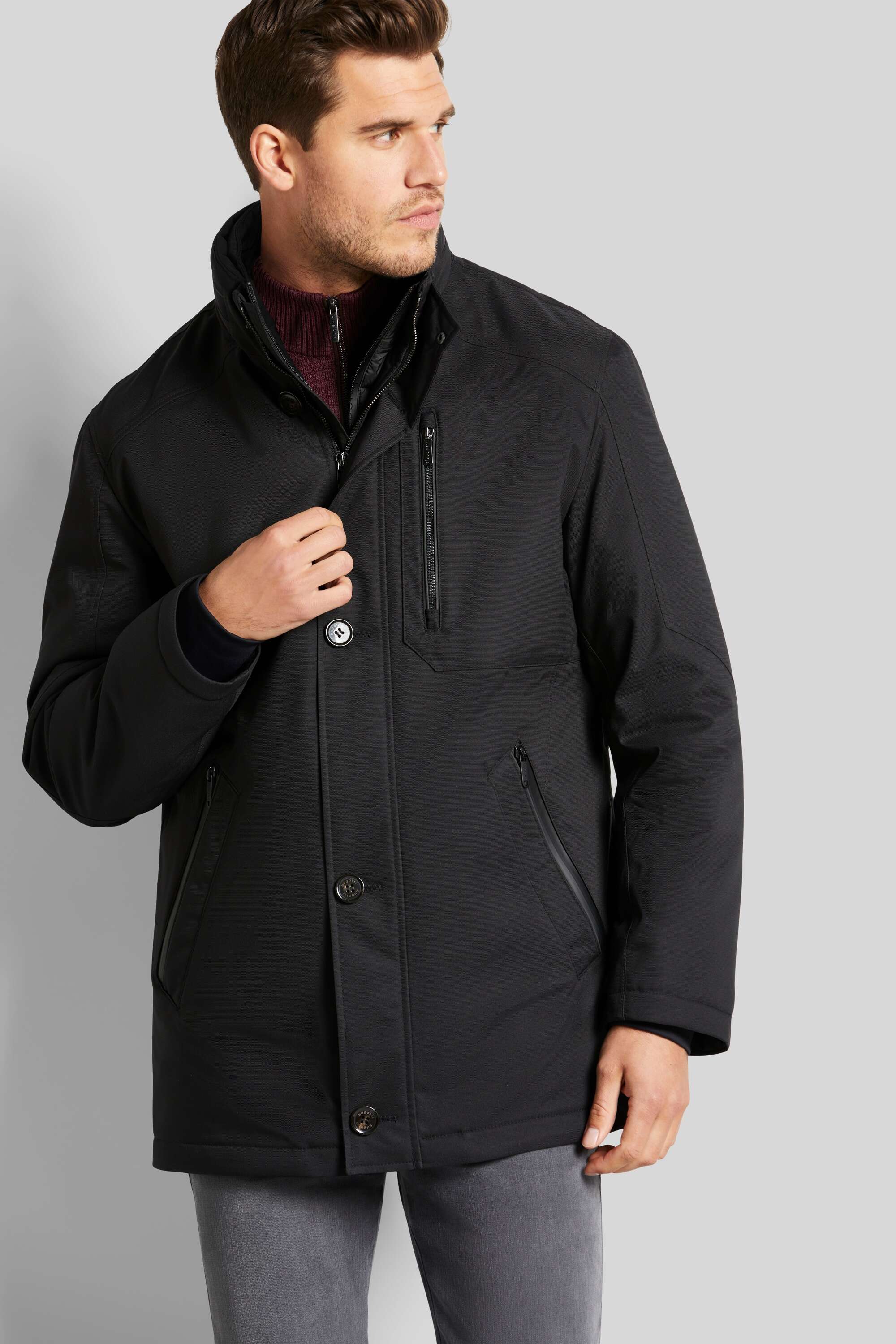 Rain jacket with wind and water repellent finish in black bugatti