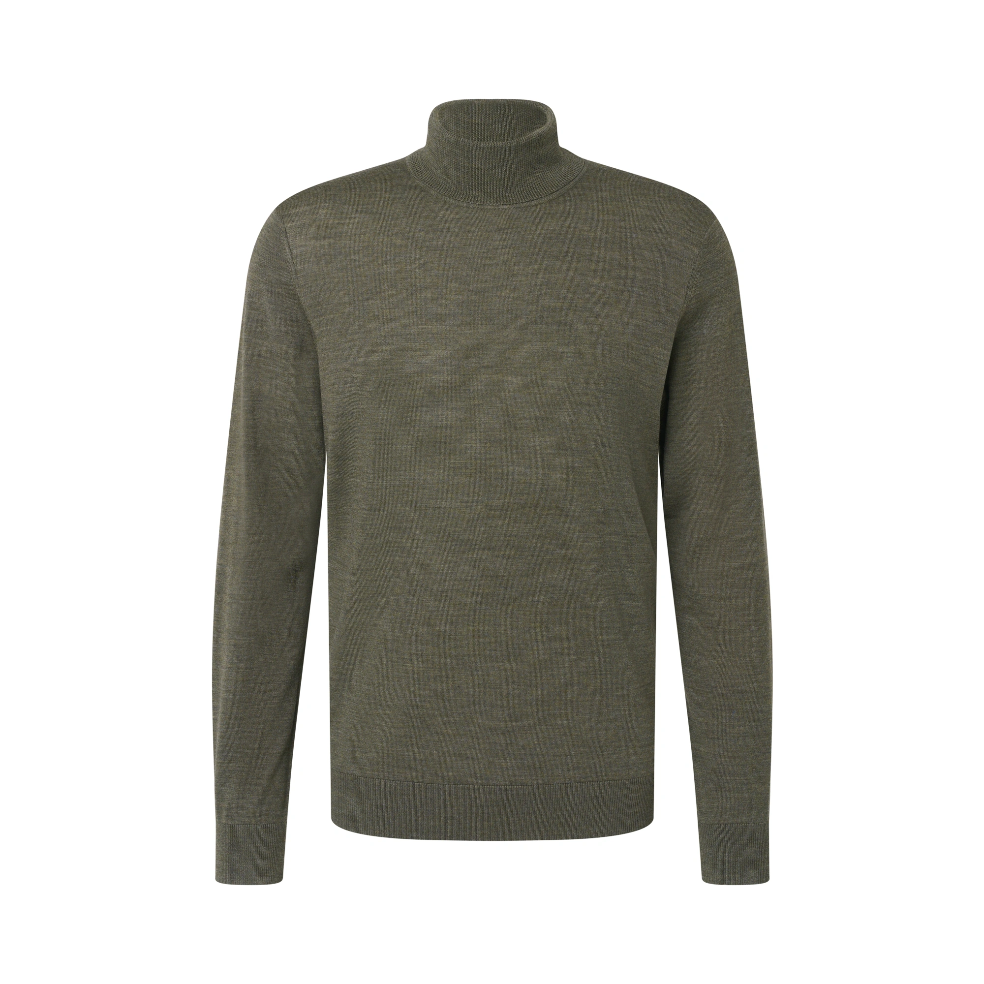 Rollkragenpullover aus 100 % Merinowolle in oliv