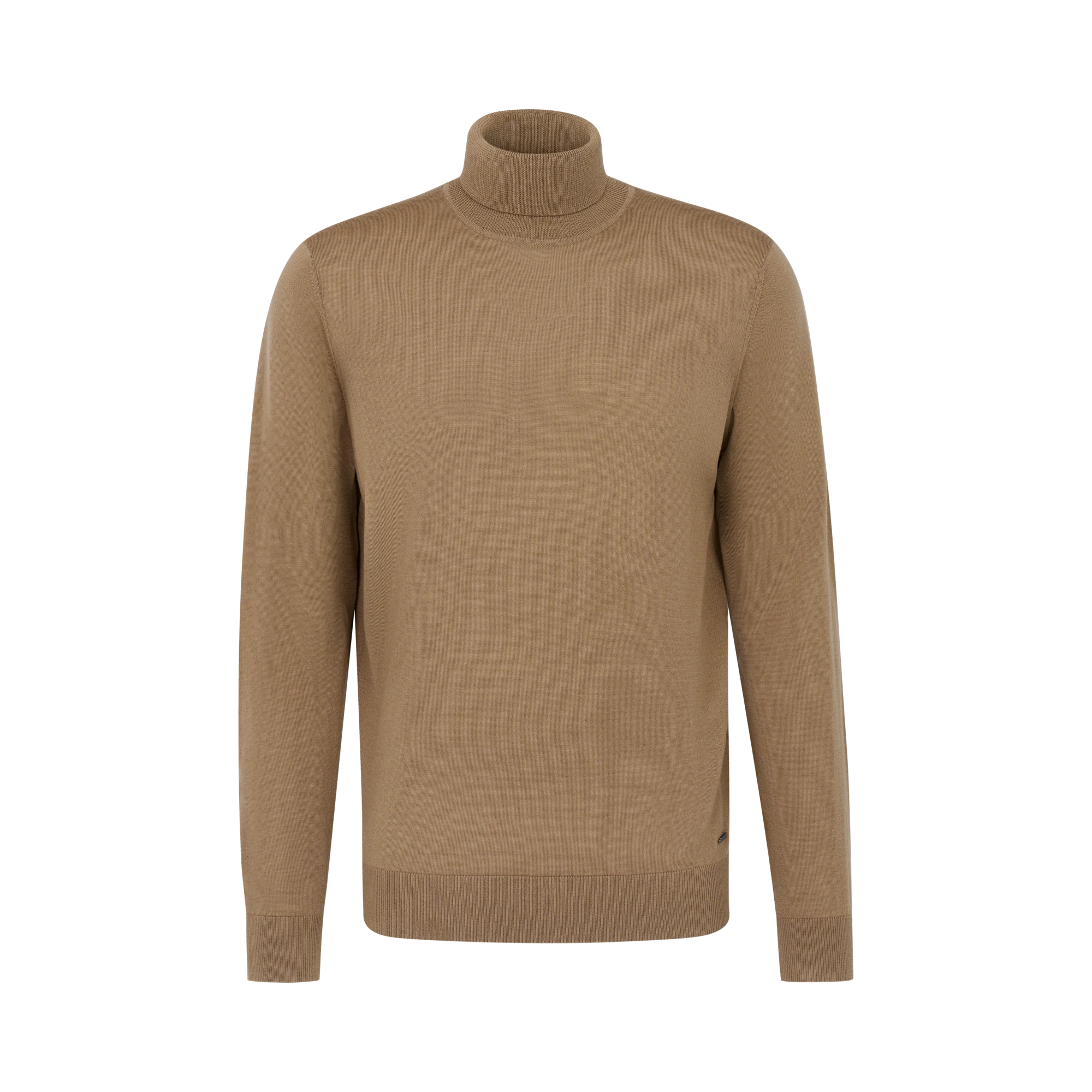 Rollkragenpullover aus 100 % Merinowolle in cognac