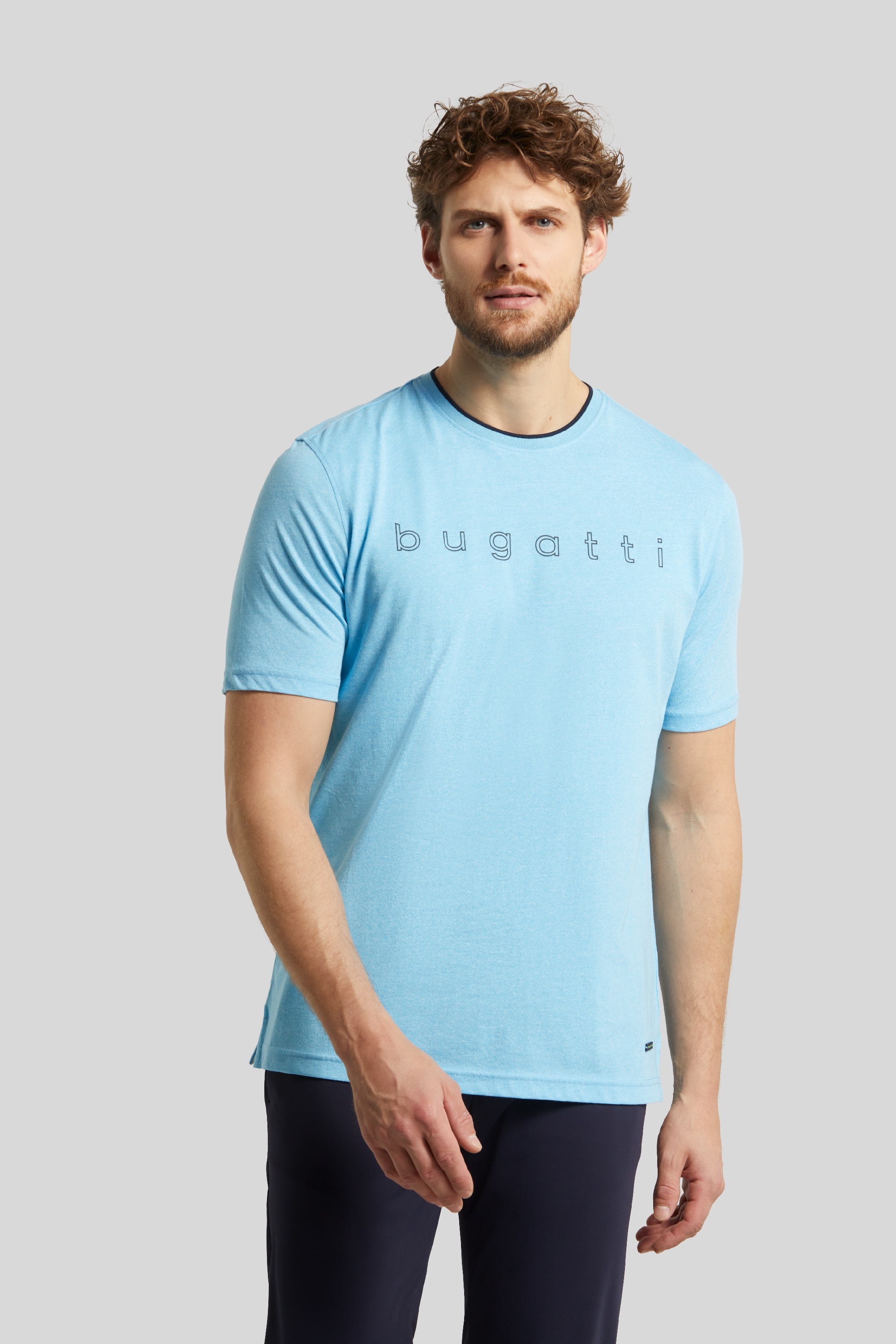 großem Logo-Print bugatti blau in | mit T-Shirt bugatti
