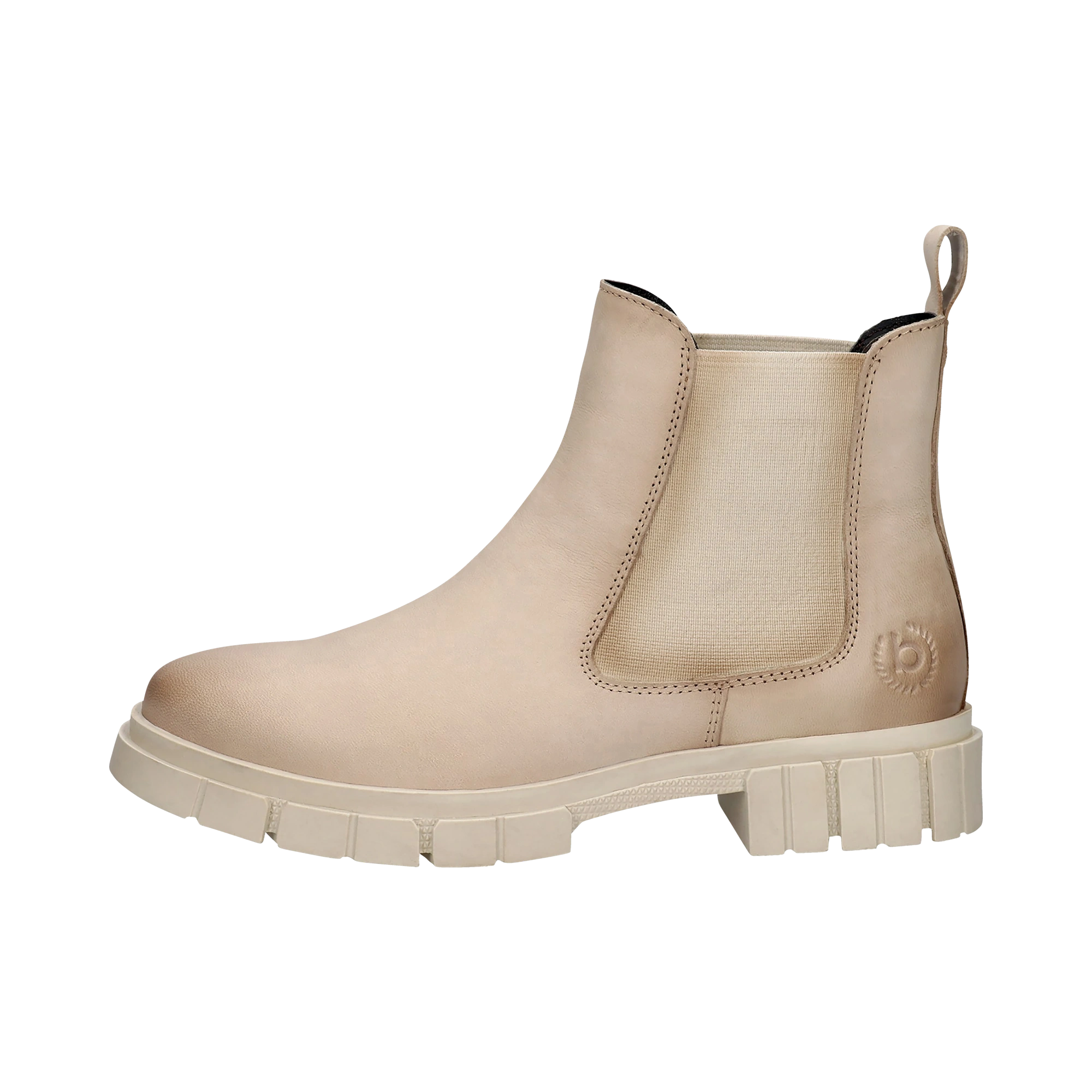 Boots aus Leder in beige