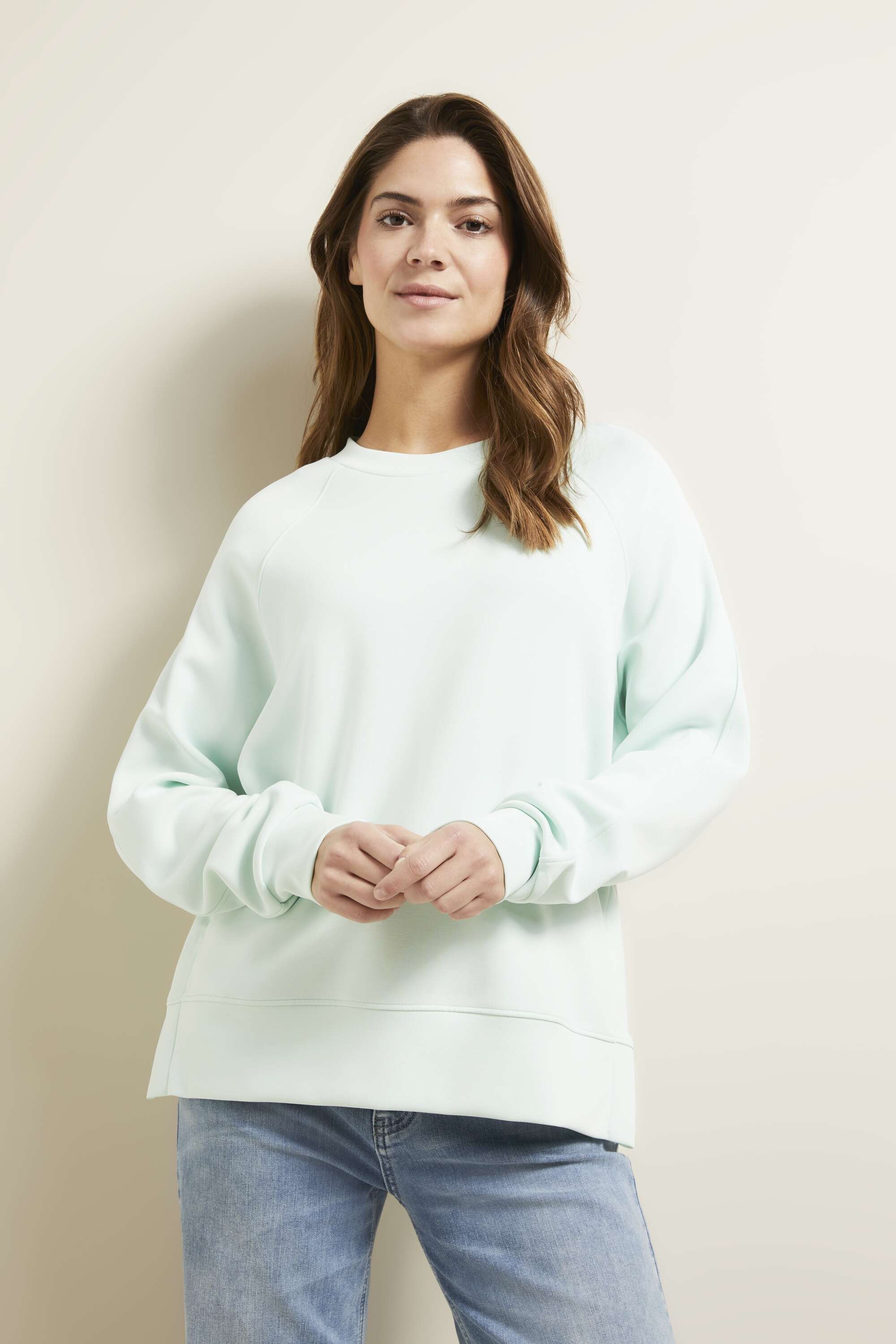 Sweatshirt aus elastischer Modalware in mint