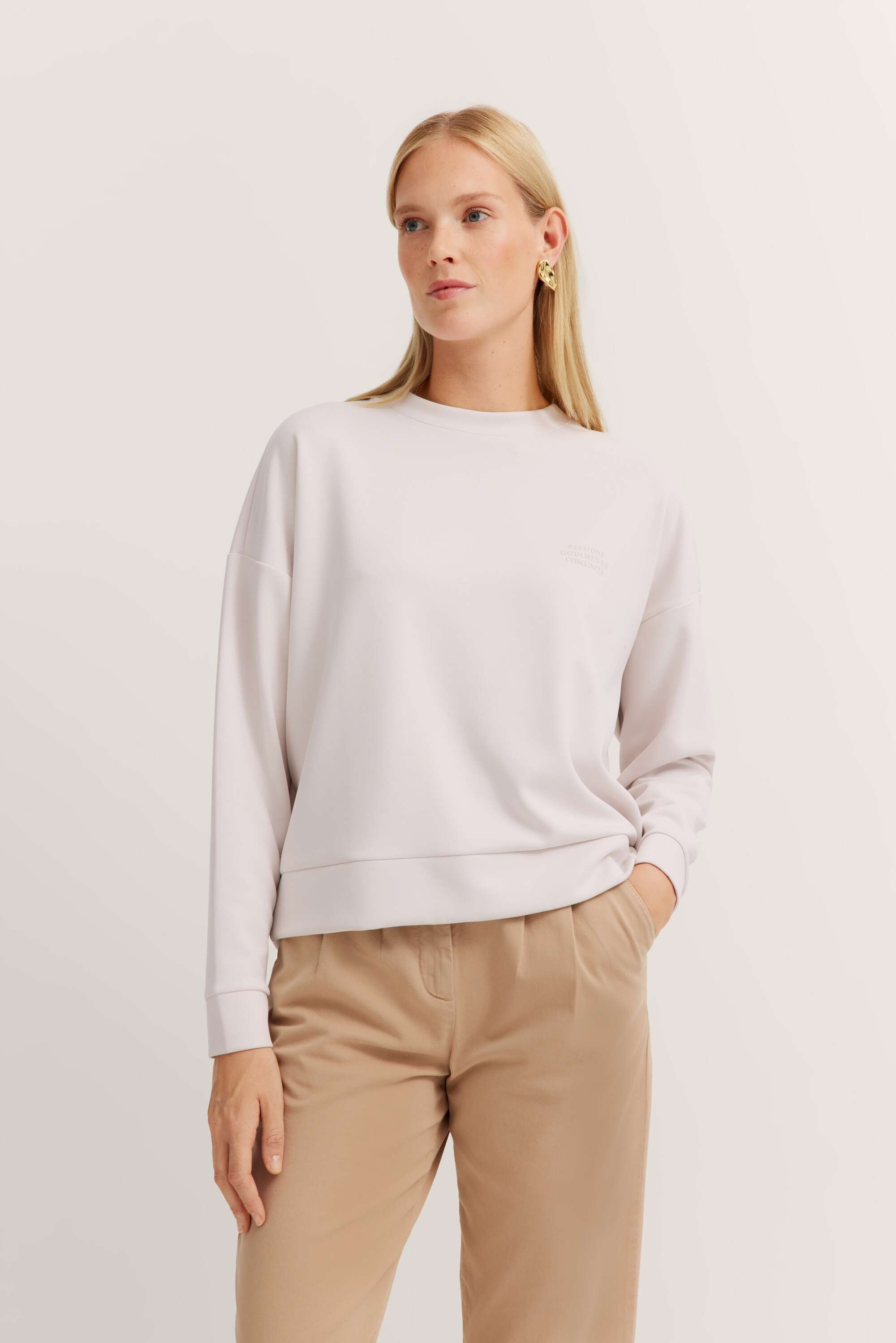 Sweatshirt mit Schriftzug in beige