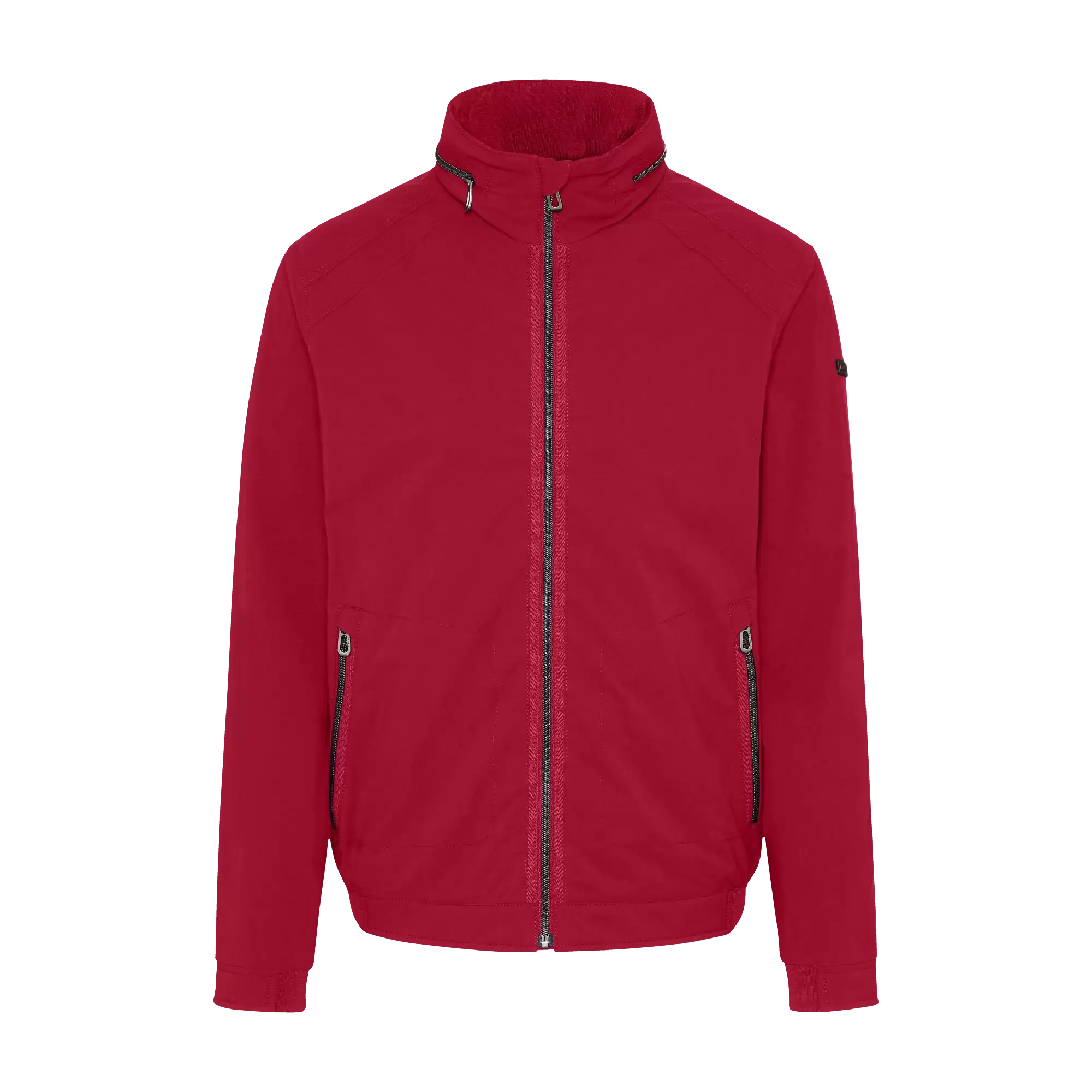 Lightweight jacket With knitted inserts at the sleeve hem in red