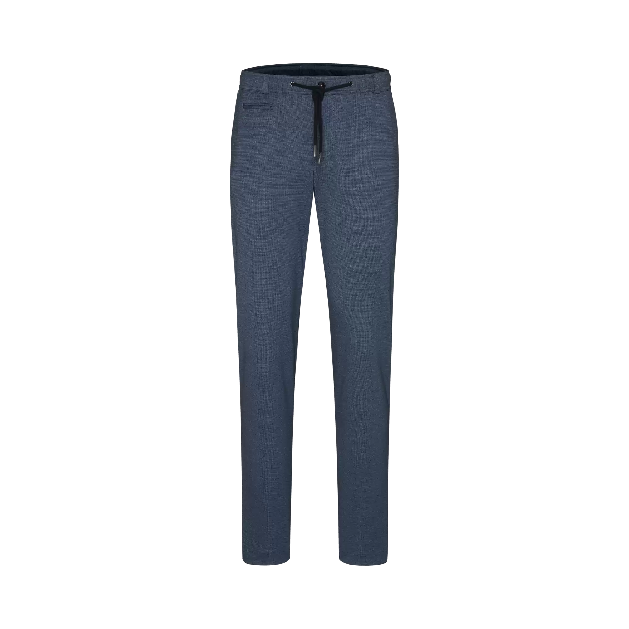 Casual trousers with comfortable elastic band in navy - View: Bust front