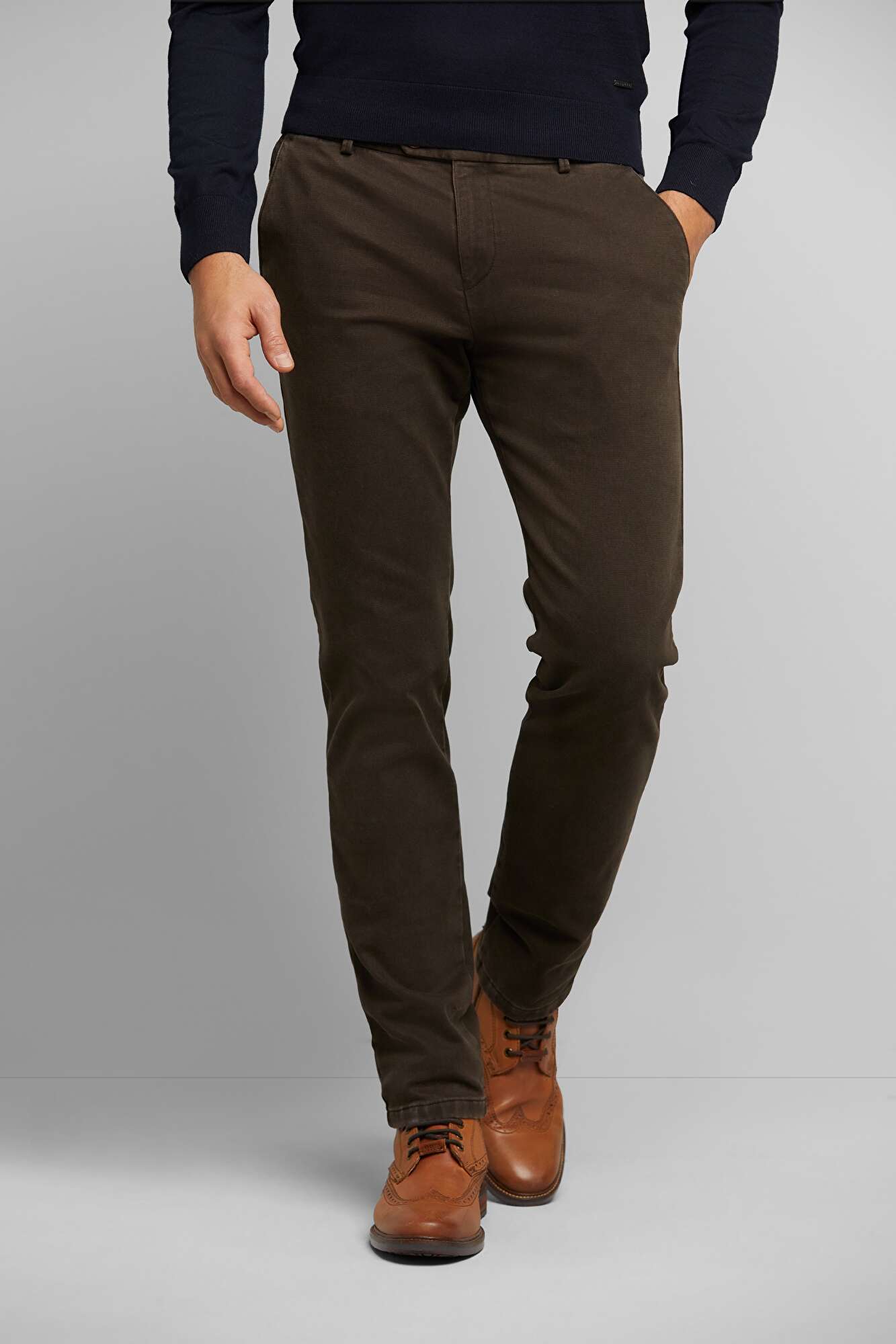 Chinos Made from a | stretch cotton bugatti in brown blend