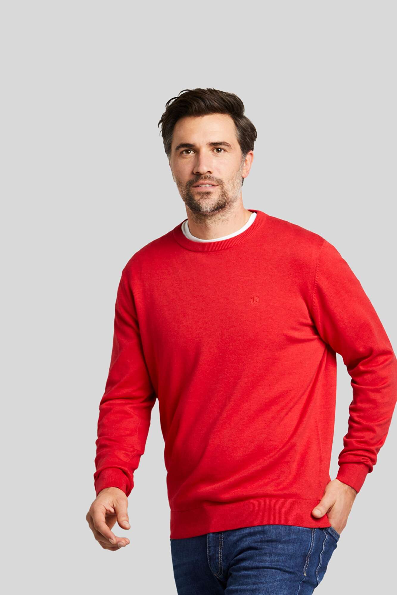 Pullover aus reiner Baumwolle in bugatti | rot