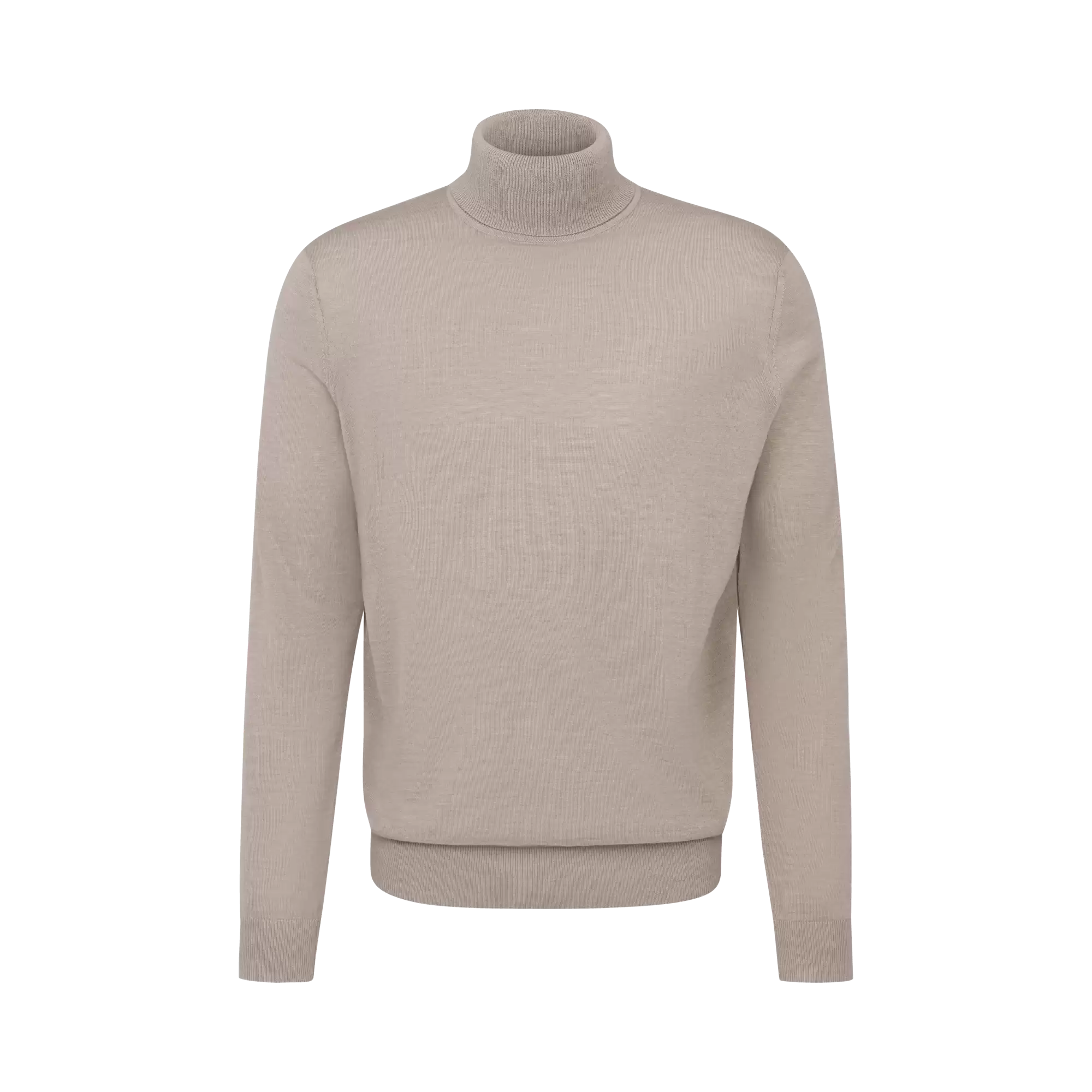 Rollkragenpullover aus 100 % Merinowolle in beige - Ansicht: Büste Front