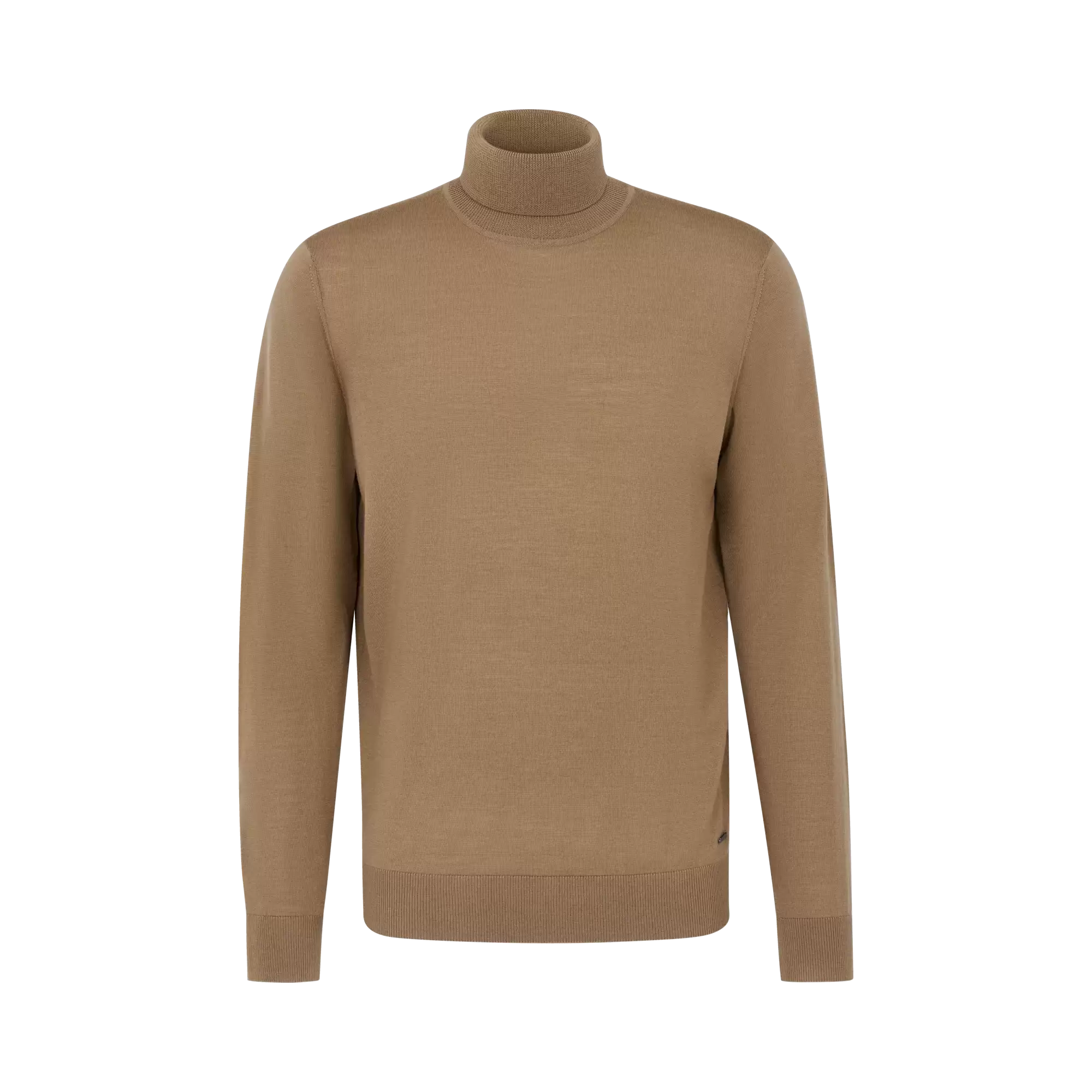 Rollkragenpullover aus 100 % Merinowolle in cognac - Ansicht: Büste Front