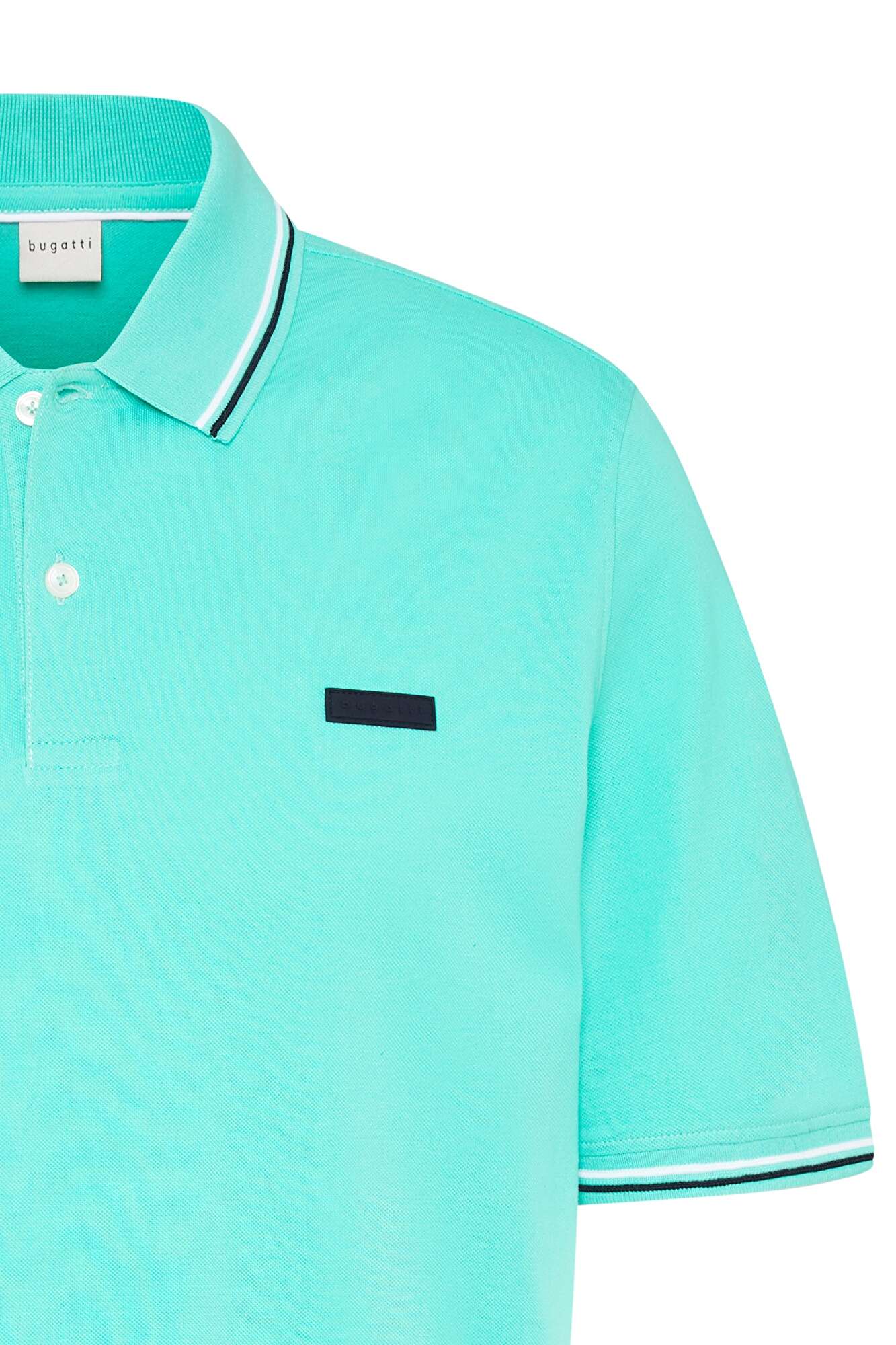Pique polo contrasting collar bugatti with in and stripes | sleeve on mint cuffs the shirt