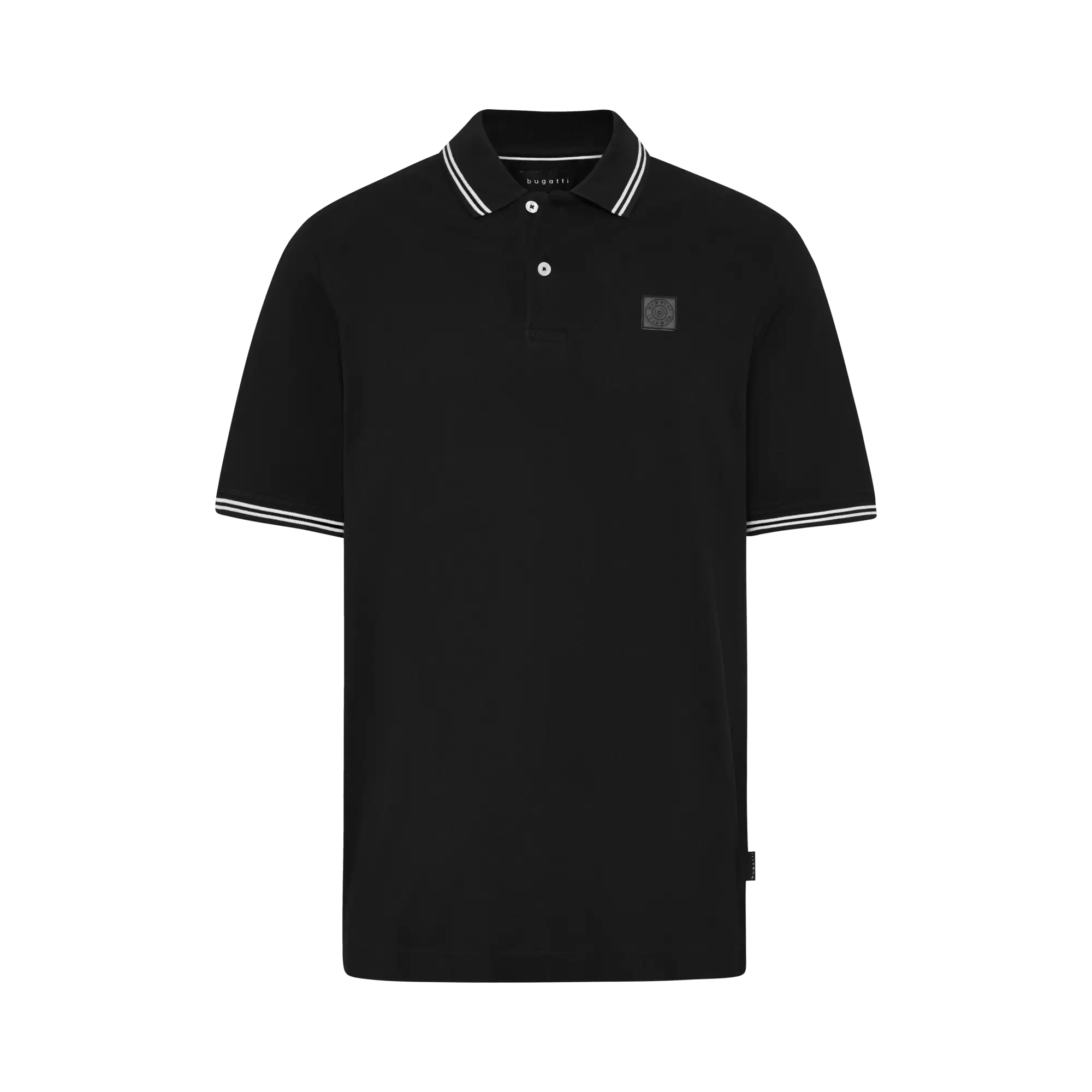 Polo shirt with contrasting stripes in black - View: Bust front