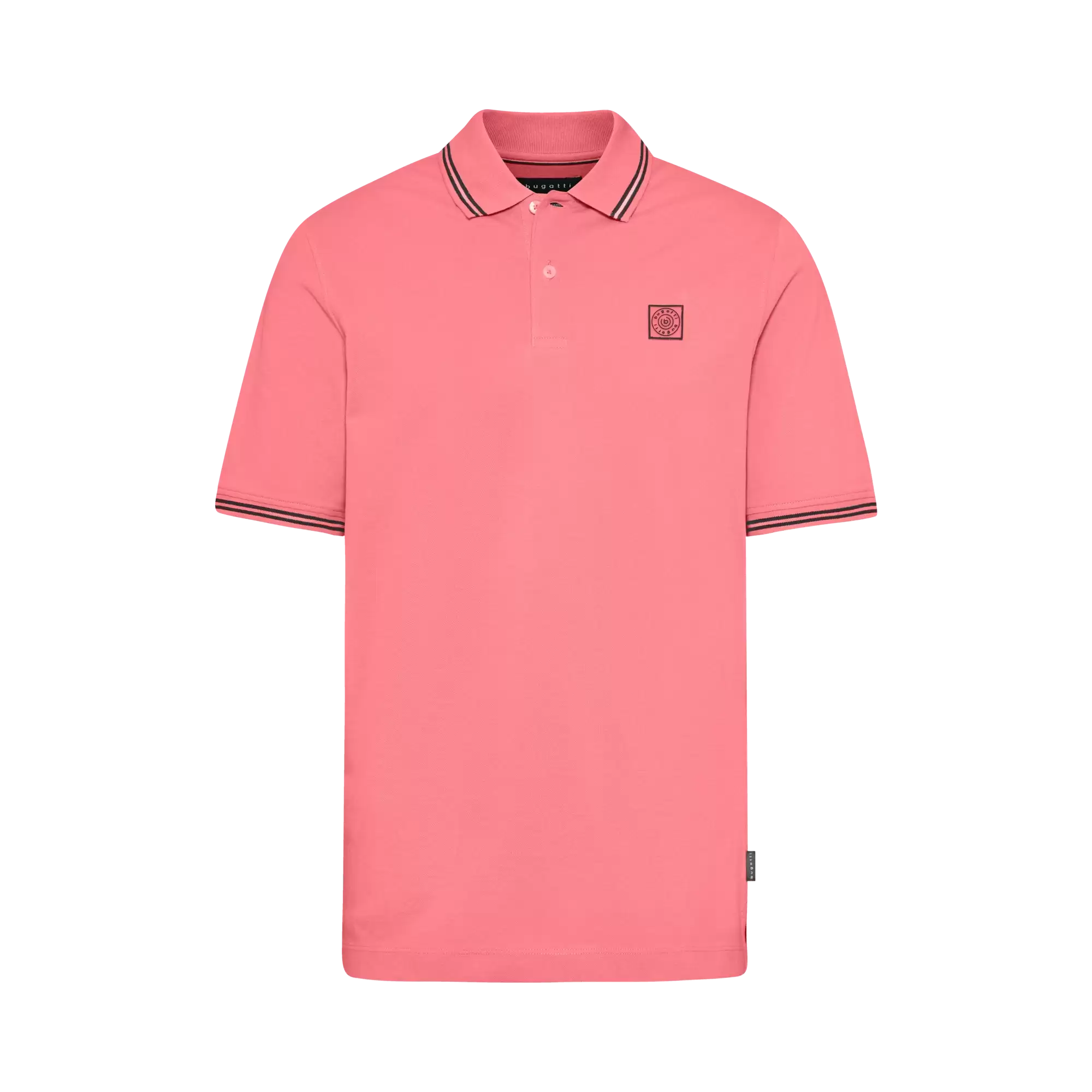 Polo shirt with contrasting stripes in apricot - View: Bust front