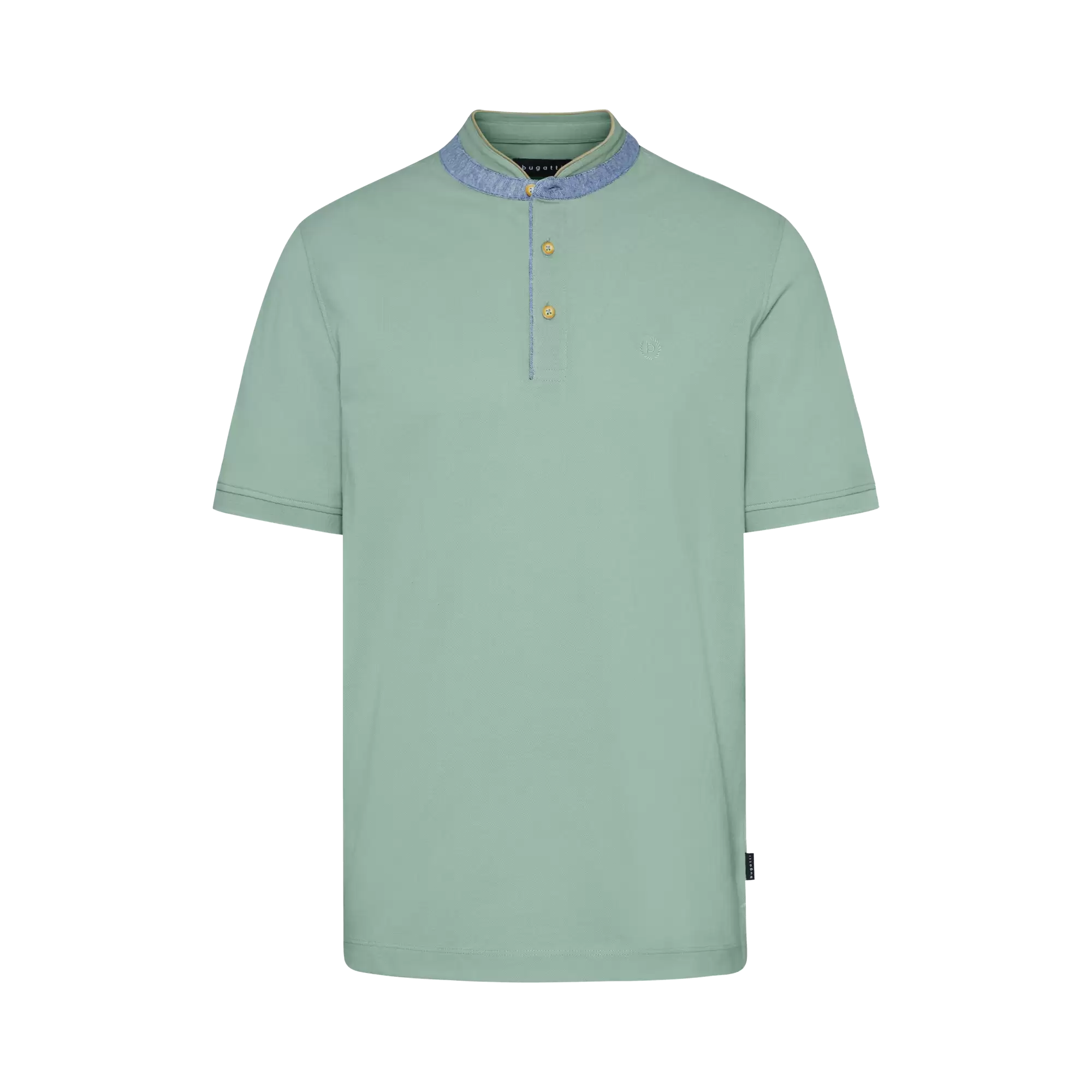 Polo shirt with band collar in mint - View: Bust front