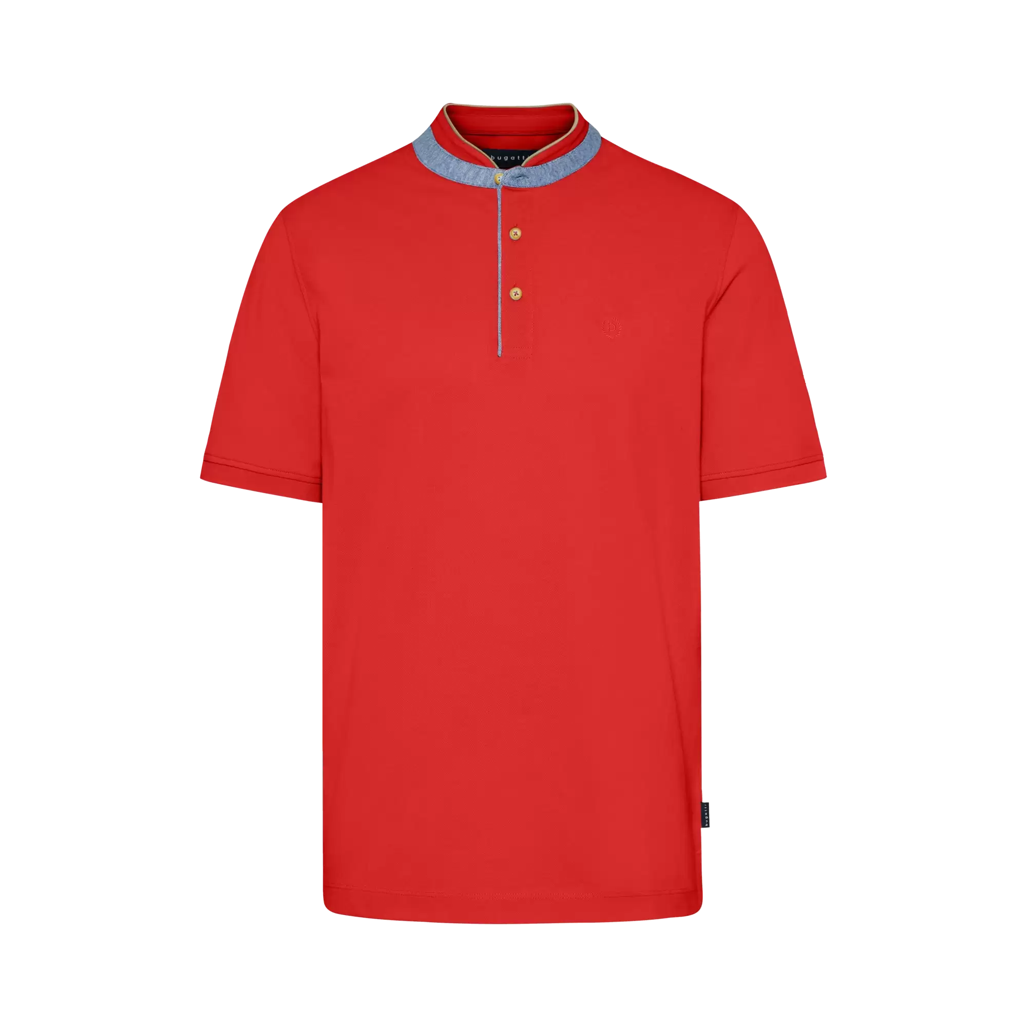 Polo shirt with band collar in red - View: Bust front