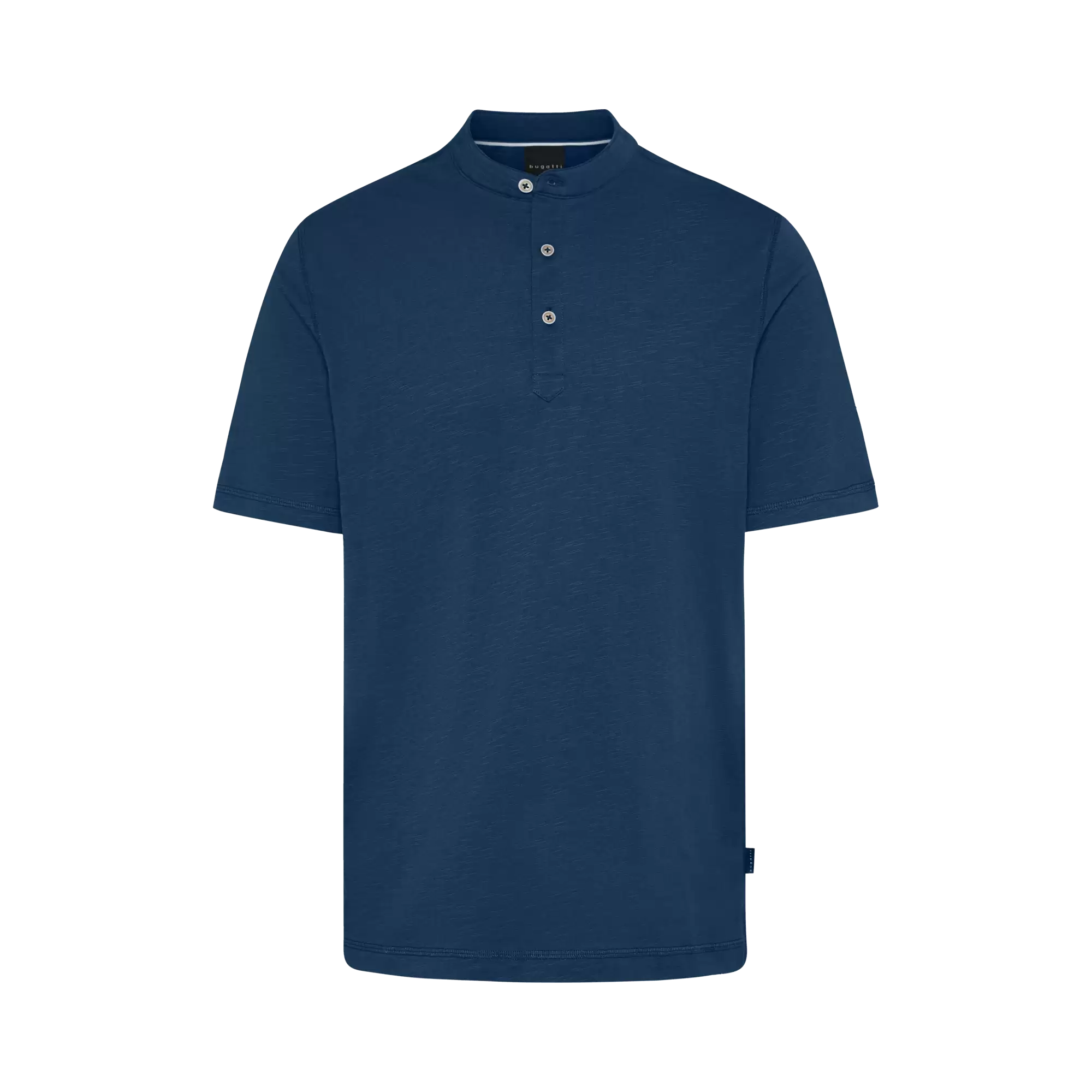 Polo shirt with band collar in navy - View: Bust front