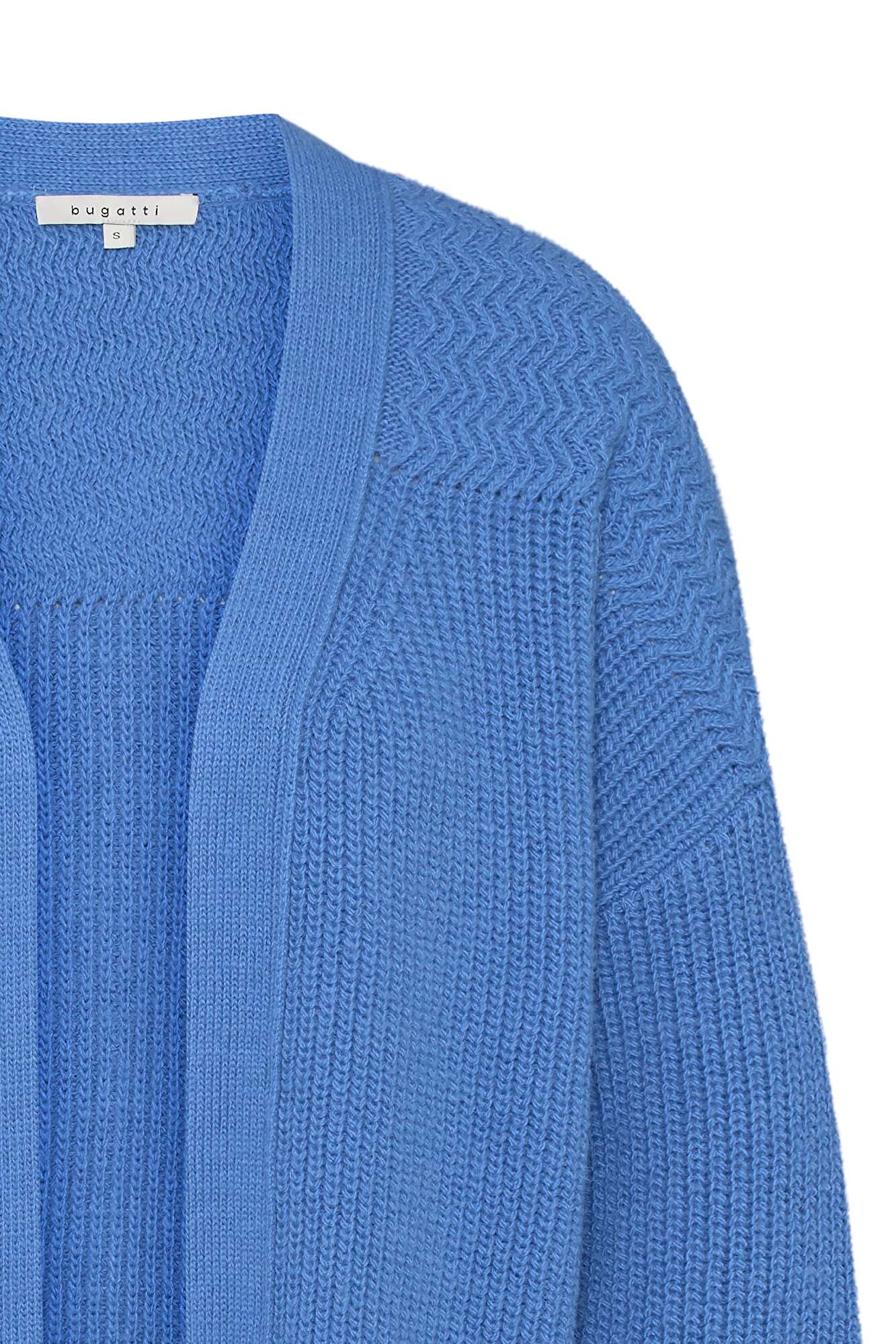 aus blau | Lässige in bugatti hochwertiger Strickjacke Alpaka-Wollmischung