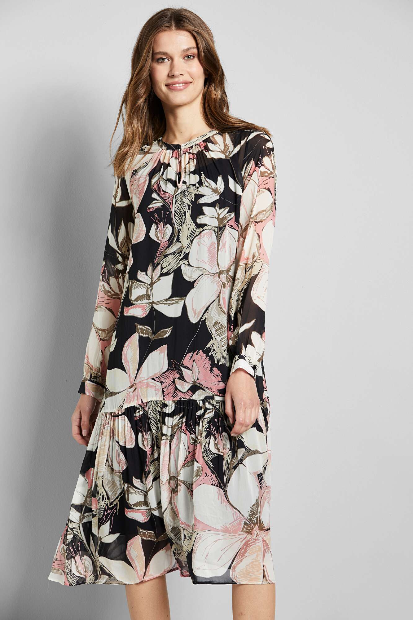 Blusenkleid mit floralem bugatti in | schwarz Print