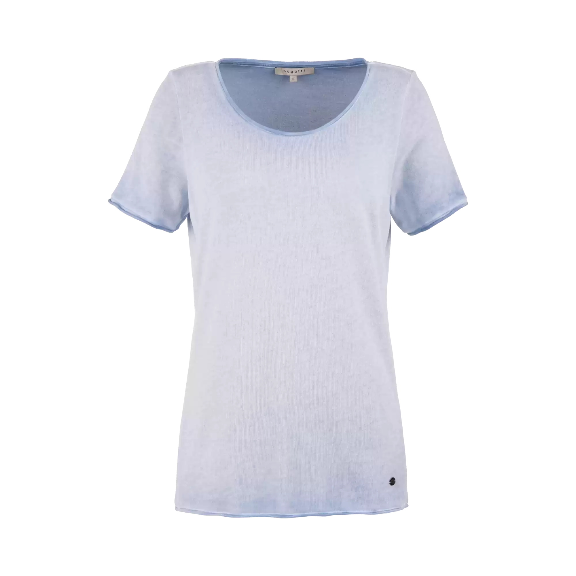 Rundhals leicht bugatti T-shirt Optik verwaschener hellblau mit | in