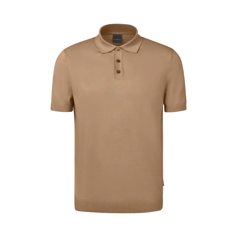 Polo mit Knopfleiste in taupe - Ansicht: Büste Front