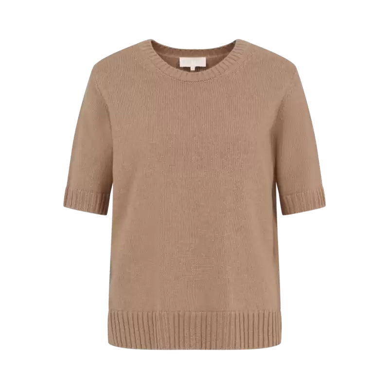 Pullover mit kurzem Arm in beige - Ansicht: Büste Front